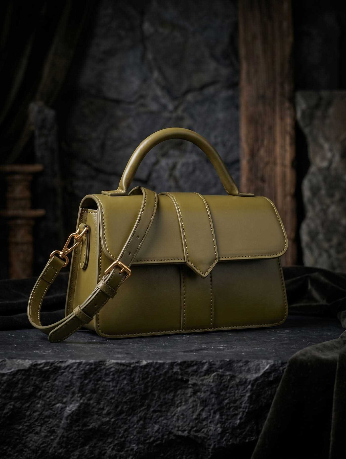 Sac à Main Structuré Olive PaméSiéné